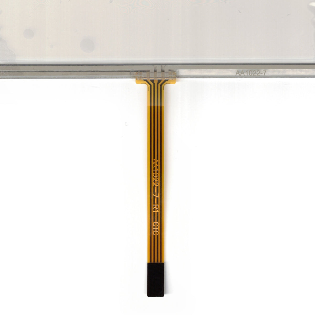 AA1022-7 touch screen panel – real photo (flatbed scan), FPC ribbon close-up