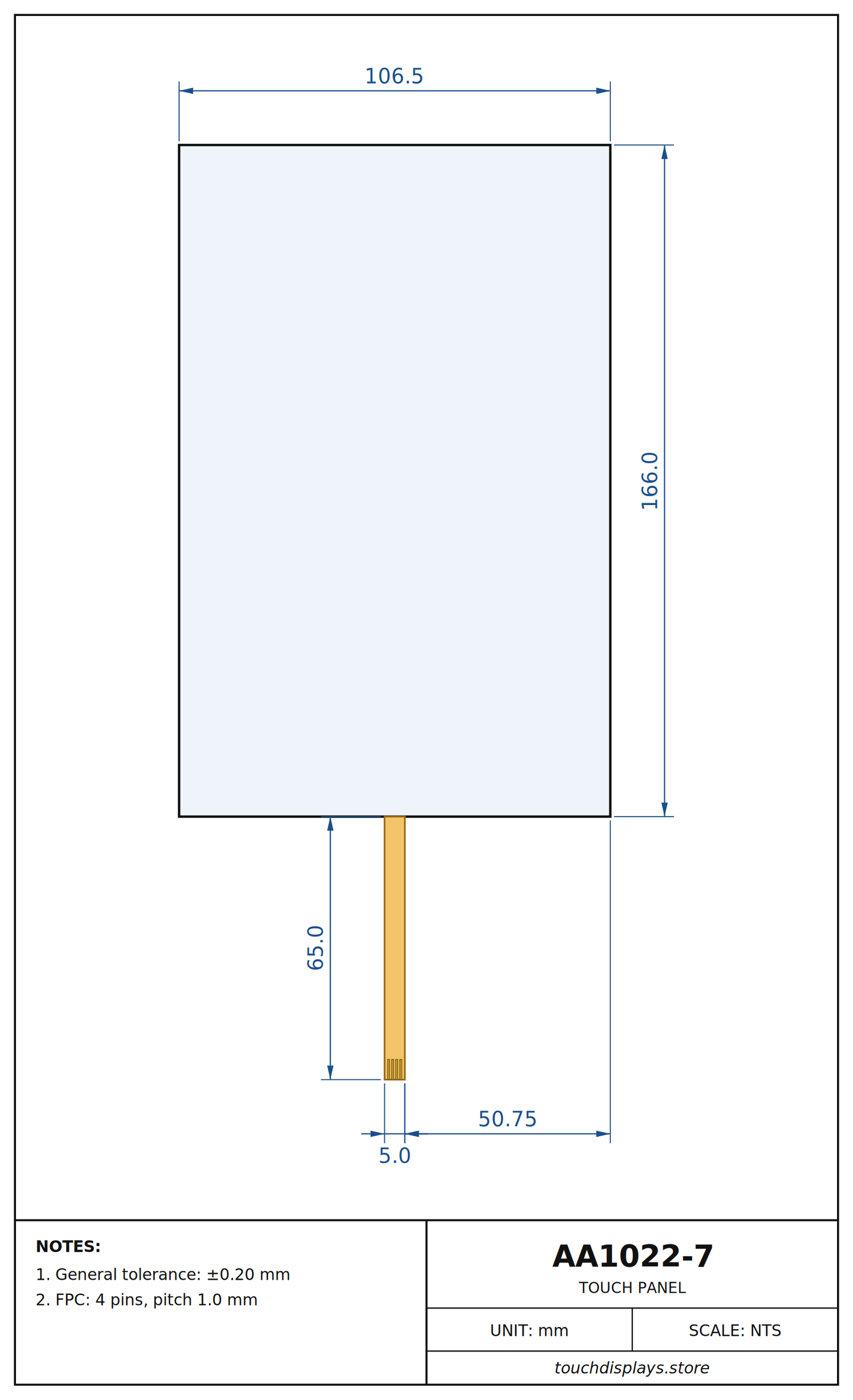 AA1022-7 technical drawing (dimensions in mm)