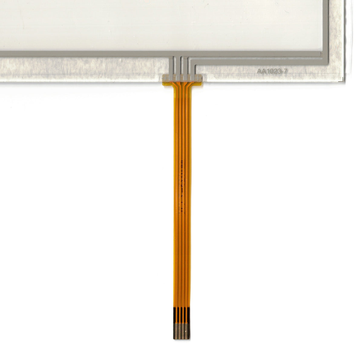 AA1023-7 touch screen panel – real photo (flatbed scan), FPC ribbon close-up