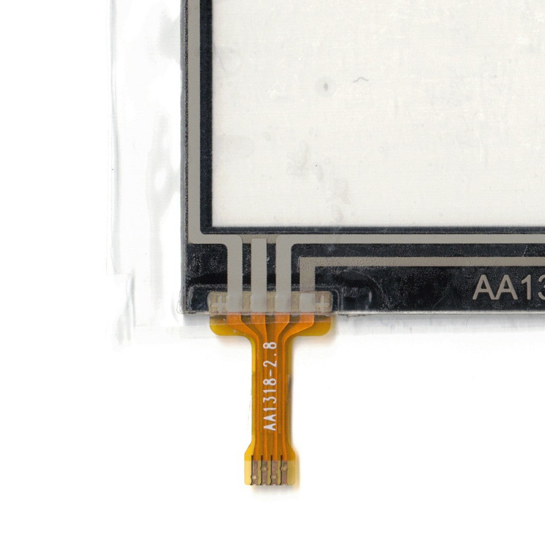 AA1318-28 touch screen panel – real photo (flatbed scan), FPC ribbon close-up